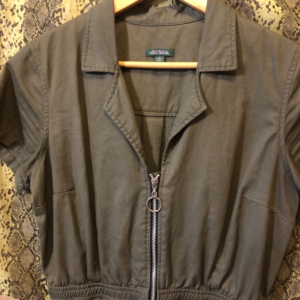 Army green romper